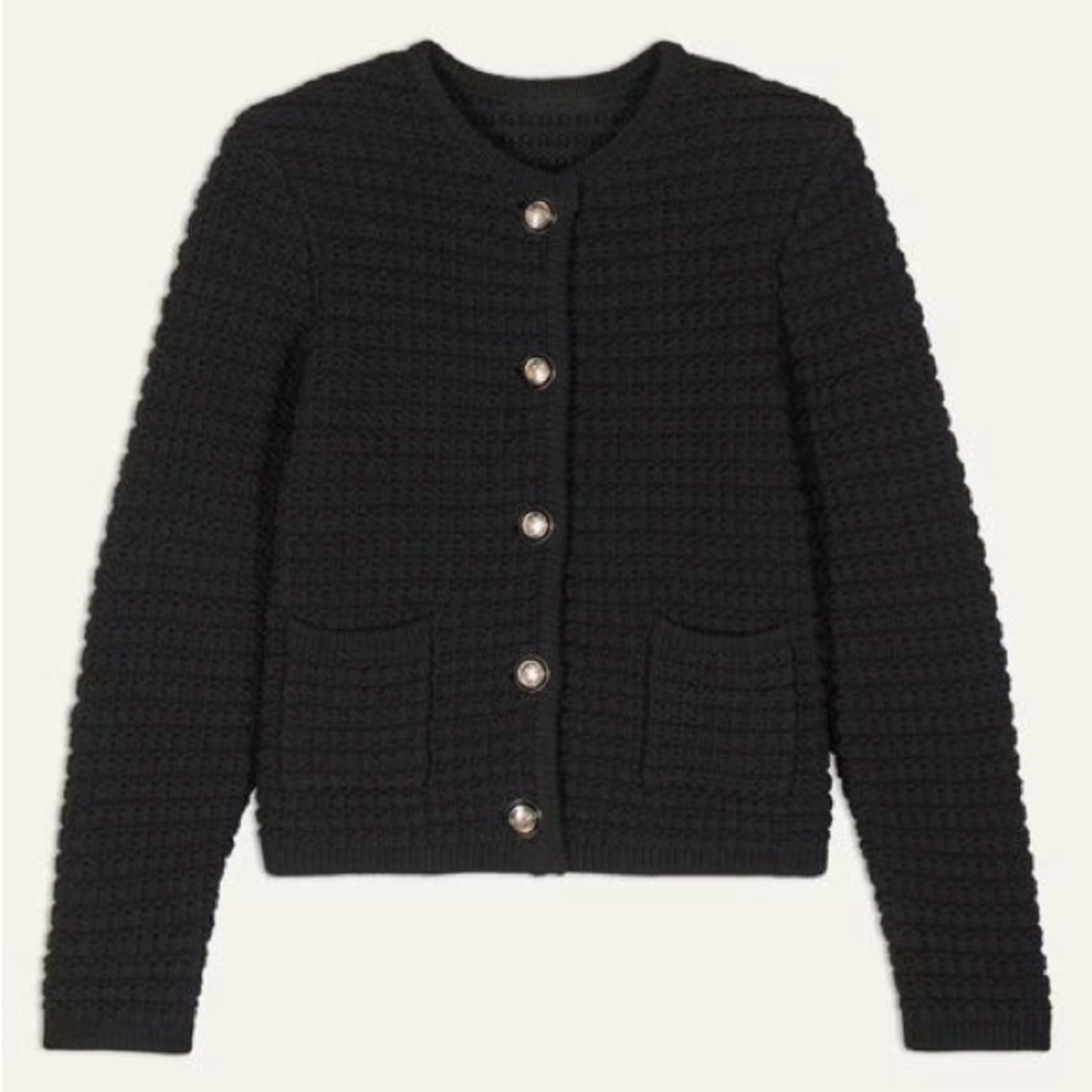 ba&sh Gaspard black decorative knit cardigan